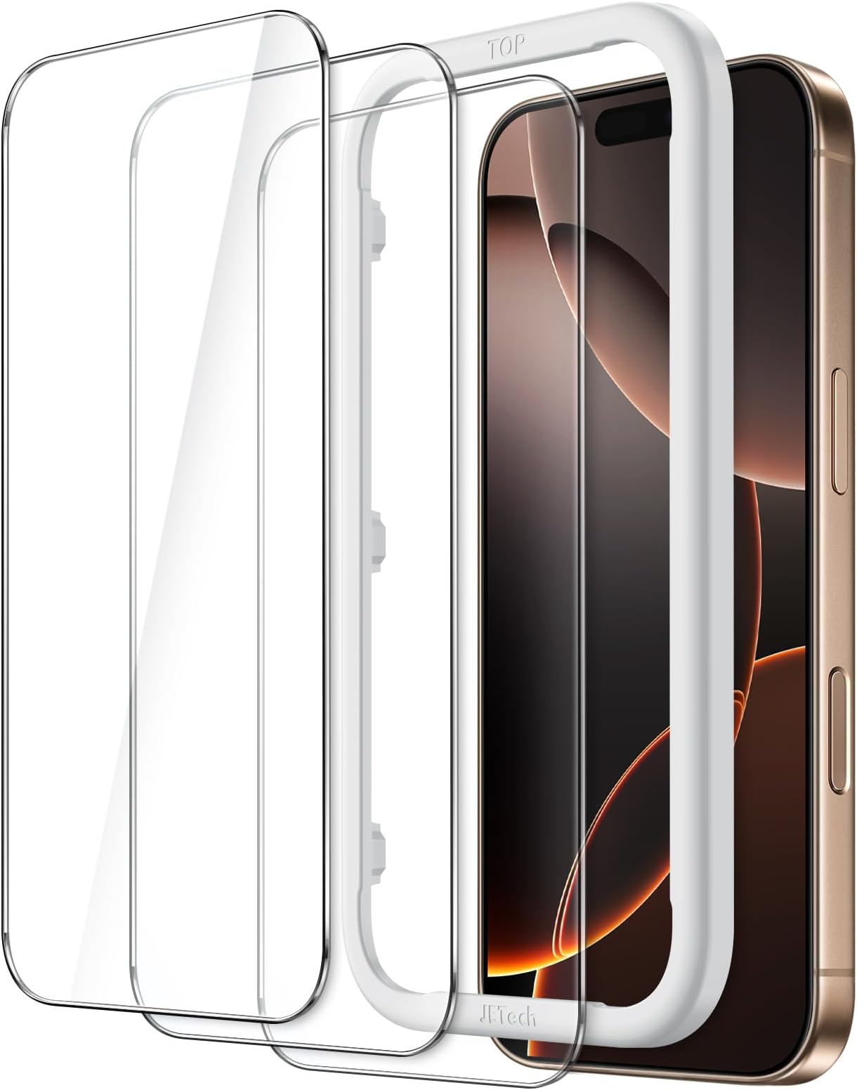 JETech 3-Pack Tempered Glass Screen Protectors with Guide Frame for iPhone 16 Pro Max 6.9 Inches, HD Clear, No Interference with Cases