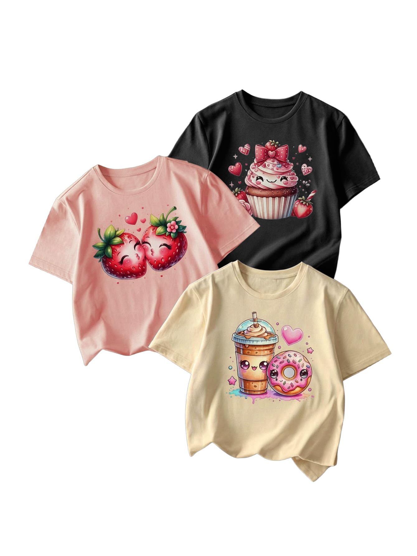 RoseSeek Girl's Graphic Tees Crewneck Summer T Shirt Tops Cute Clothes