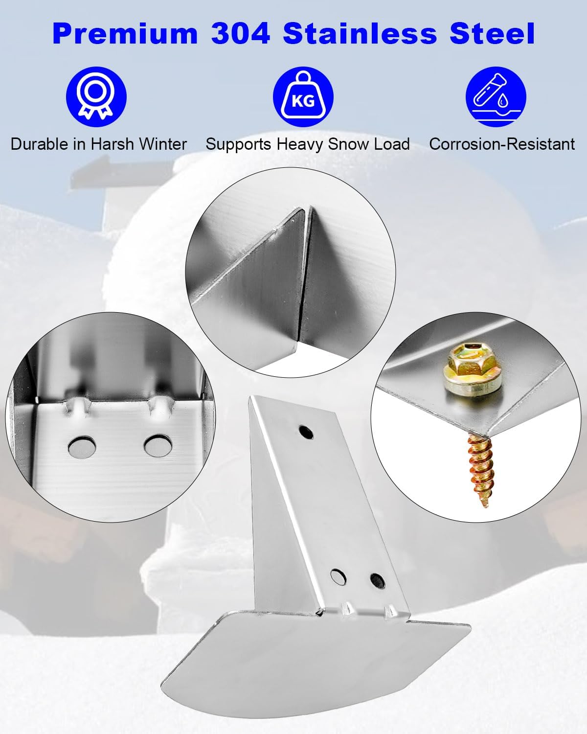 Snow Guards Fit for Metal Roofs Steel Roof, Stainless Steel Snow Stops with Adhesive Gasket and Screws, 25 Pcs