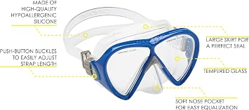 Cressi Adult Snorkeling Set (Mask, Snorkel, Adjustable Fins) Ideal for Travel - Lightweight Colorful Equipment | Bonete Set