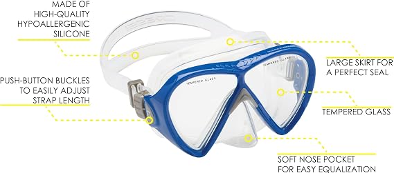 Cressi Adult Snorkeling Set (Mask, Snorkel, Adjustable Fins) Ideal for Travel - Lightweight Colorful Equipment | Bonete Set