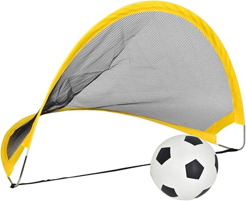 Miniatura 5 de Juego de 2 piezas de puerta de entrenamiento de fútbol plegable con mini redes de fútbol inflable, bomba de bola de hierro para juegos de deportes