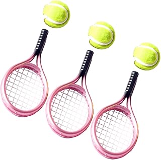 Kisangel 3 Sets Tennis Racket Tennis Miniatures Sweat Suit Mini Doll Accessories Tennis Racket Women Tennis Racket Bag Mini Tennis Tool Model Photography Props Tool Model Mini Tennis Racket