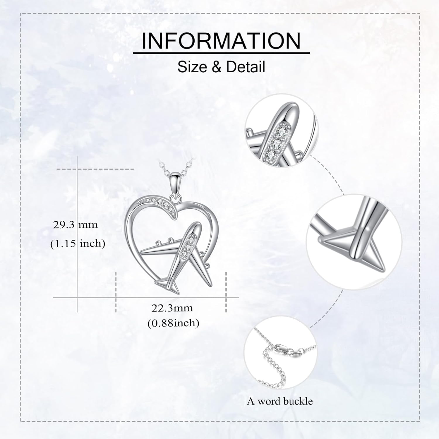 Airplane Necklaces S925 Sterling Silver Heart Airplane Pendant Necklaces Plane Jewelry For Women Female Flight Attendant Gifts - Image 3