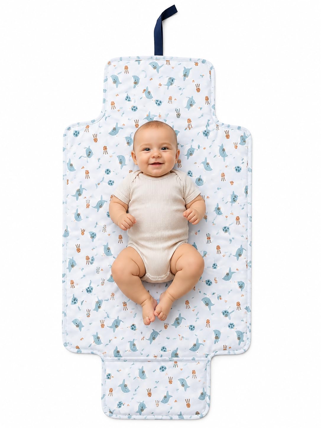 Travel Changing Mat - Waterproof & XL Size (Whales)