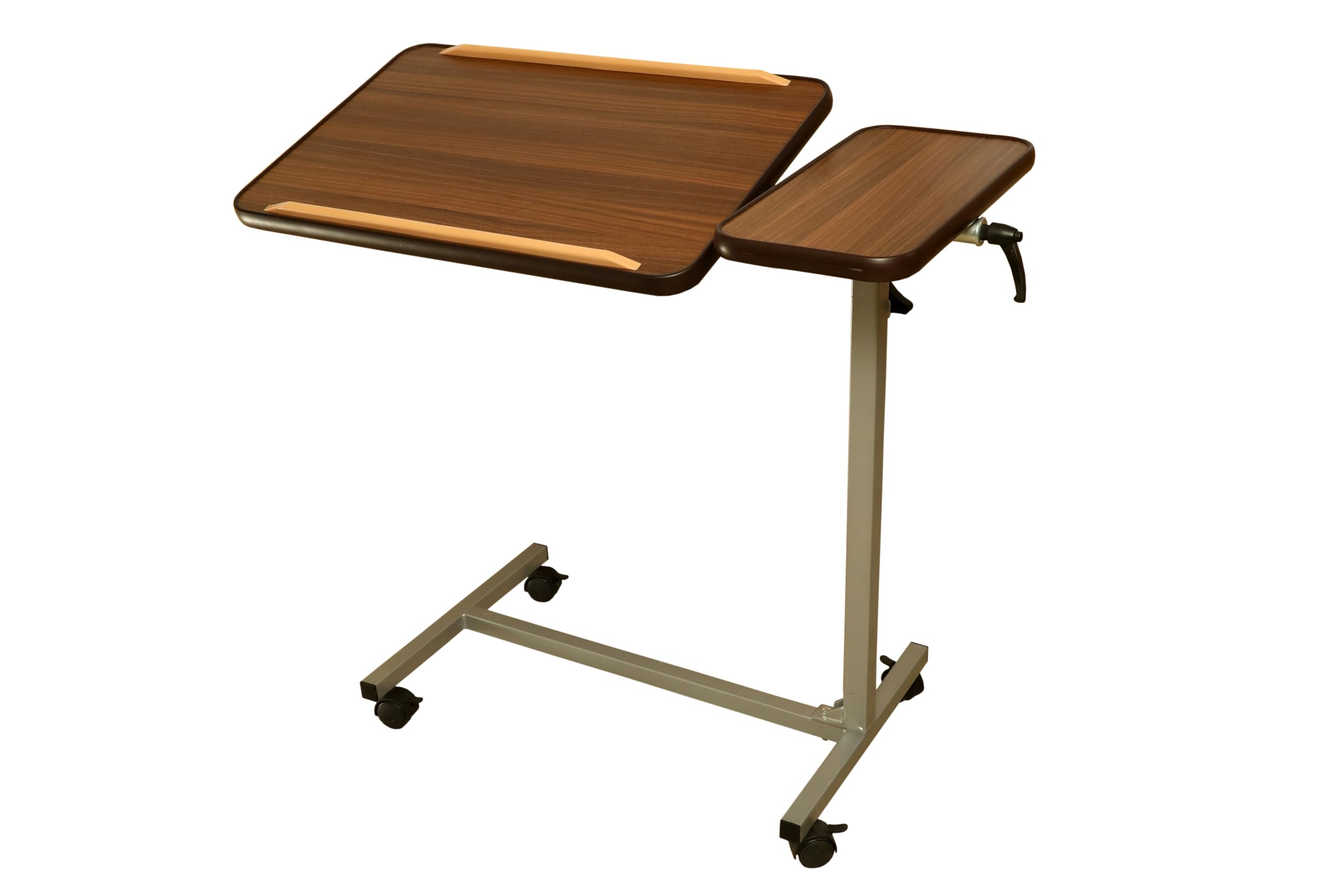 SUNBEAM Overbed Table with Twin Top | Height Adjustable Laptop Table with Wheels | Tilting Overbed Table for Bed & Chair | Anti-Slip Lip & Lockable Castors-image-6