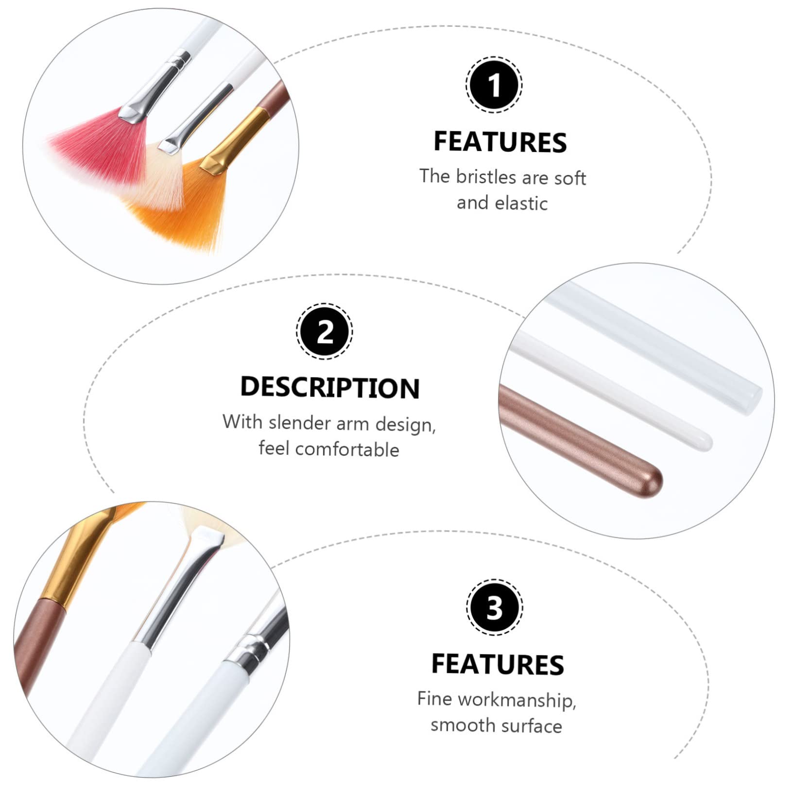 ABOOFAN 15pezzi Spazzole Fan-shaped Per Applicatori Per Illuminante e Blush Per Rosa Per Cosmetici