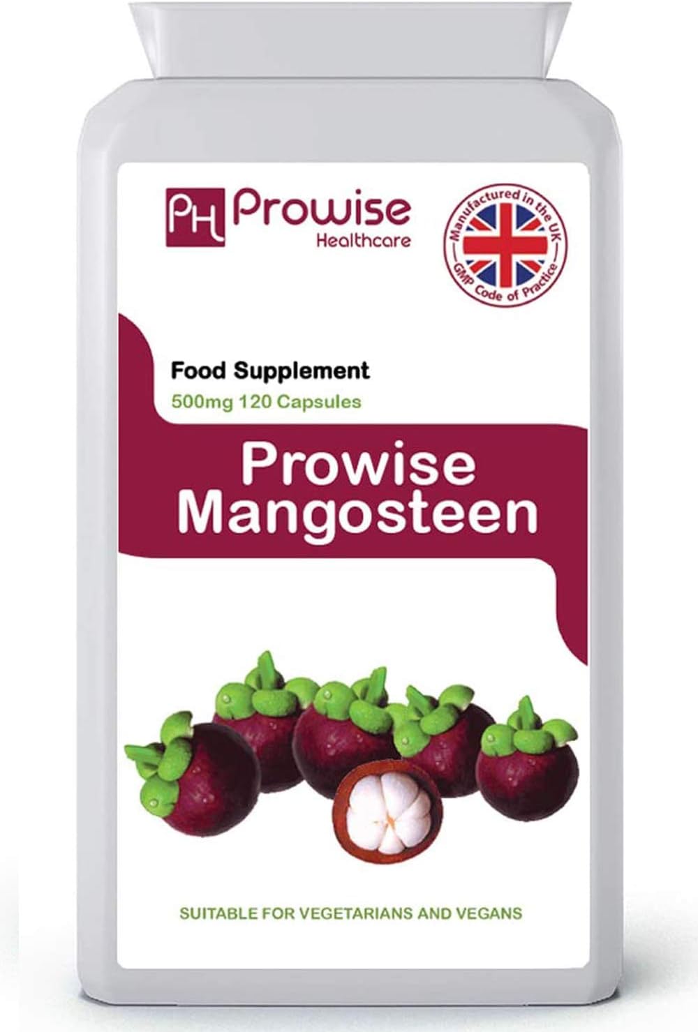 Mangosteen 500mg 120 Capsules-Superfood Antioxidant Health Supplement to Support Immune System – UK Manufactured | GMP Standards by Prowise Healthcare
