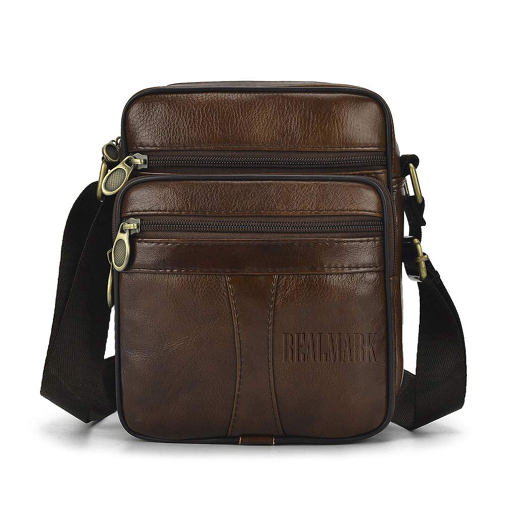 Realmark Leder Umhängetasche Herren Echtleder Schultertasche Männer Messenger Business Handtasche Herrentasche Arbeitstasche