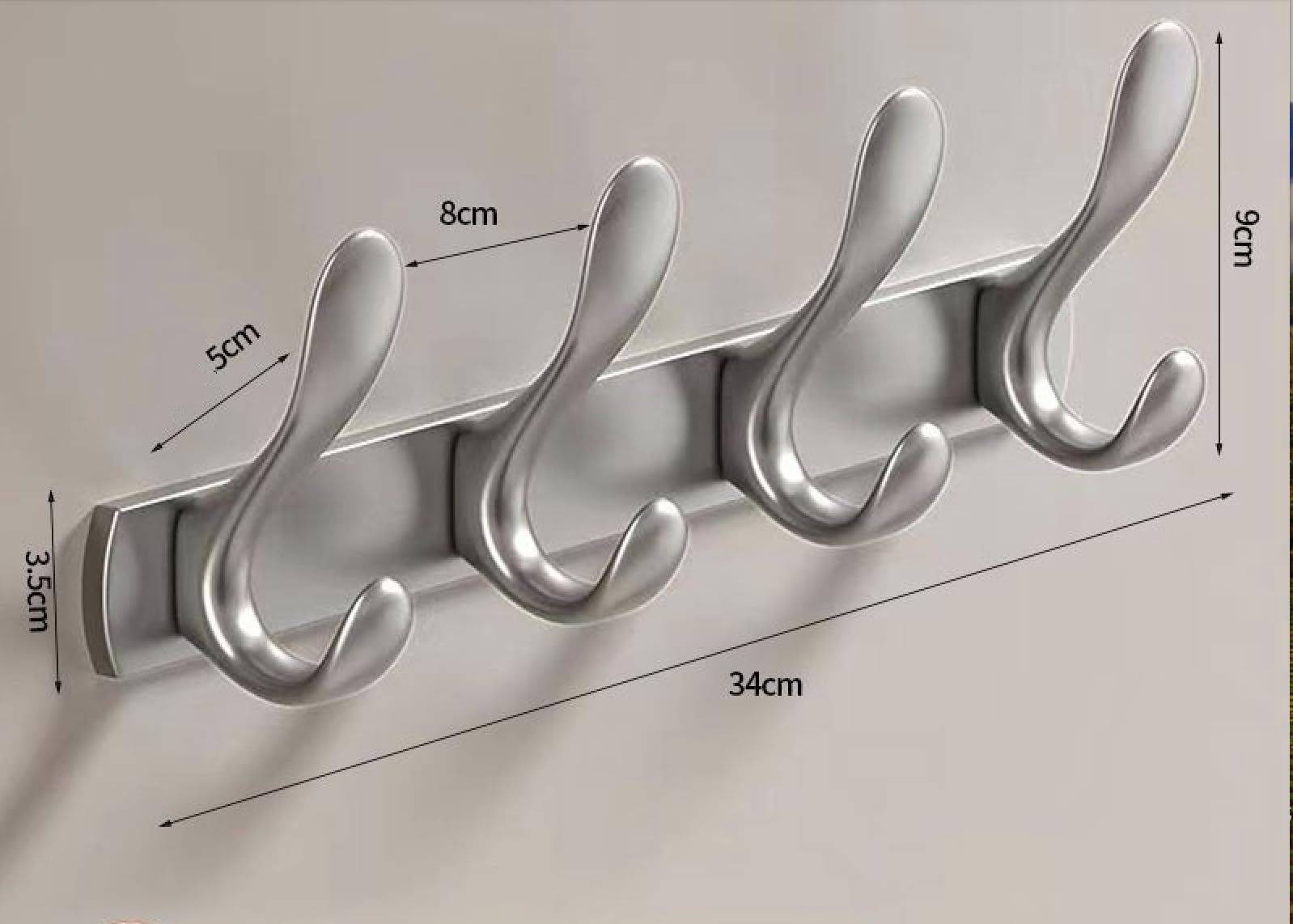 Percha Acero Inoxidable Perchero Pared Ganchos Acero Inoxidable, Blanco  Para Baño, Entrada, Cocina Perchero Pared Blanco