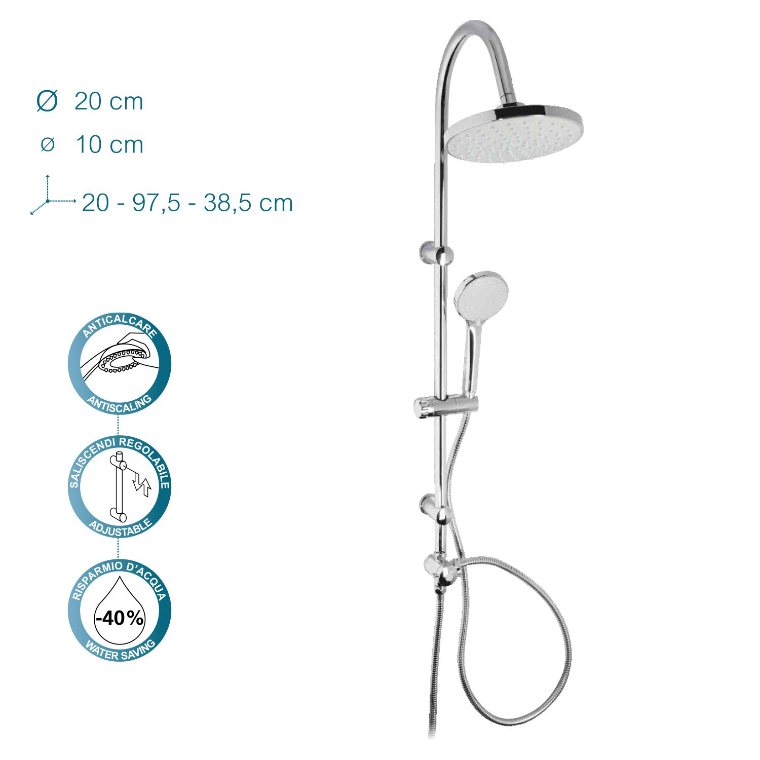 Metaform SALISCENDI Combinato Acciaio/ABS Cromo MOD. Voyager 1 Getto