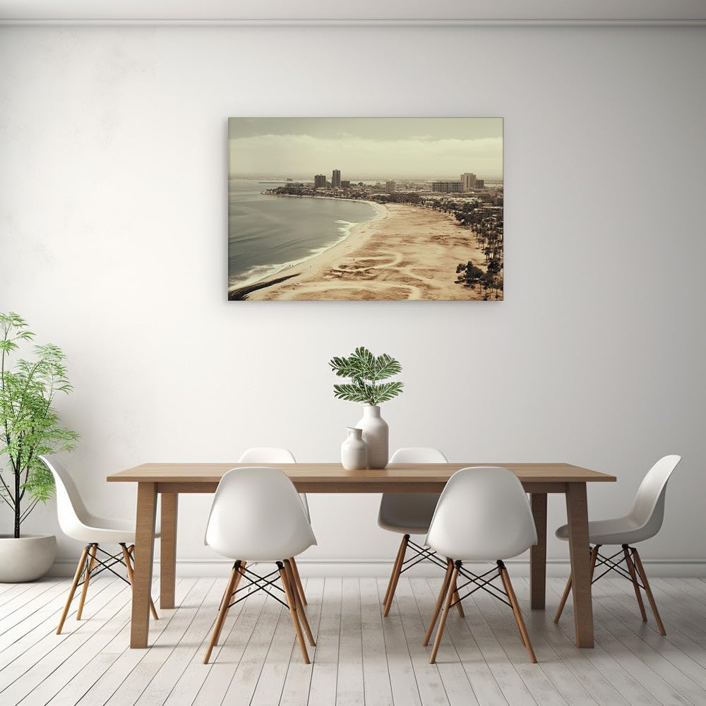 Art Wall: Tranquil Coastal City Blending Nature with Urban Craftsmanship. Interior Decor, Canvas Art Design, Art Apartment Decoration, Office Arts Design. Size:: 69x46 cm (27x18 inch)