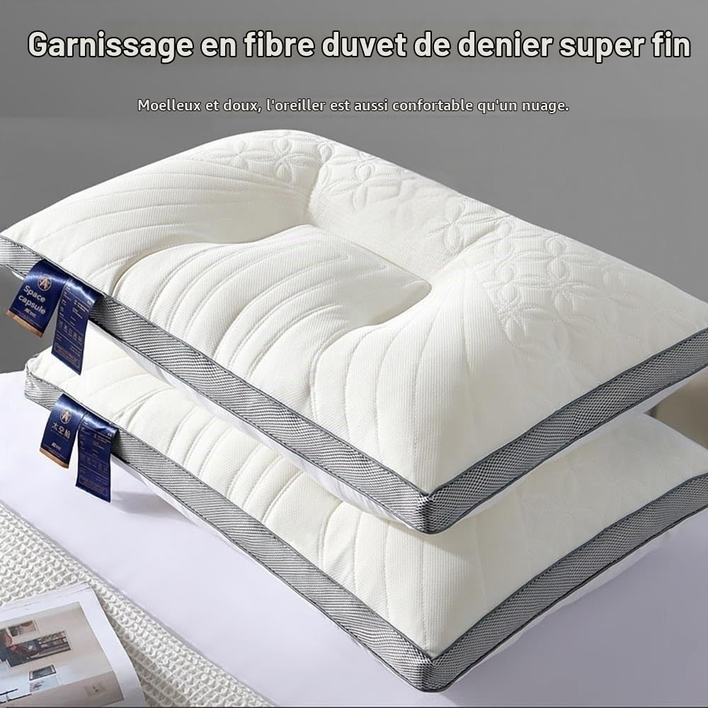 Lot De 2 Oreillers en Latex for Adultes - Oreiller De Soutien Cervical Ergonomique, Oreiller Lit Respirant Et Rafraîchissant for Le Sommeil Et Le Soulagement De La Pression