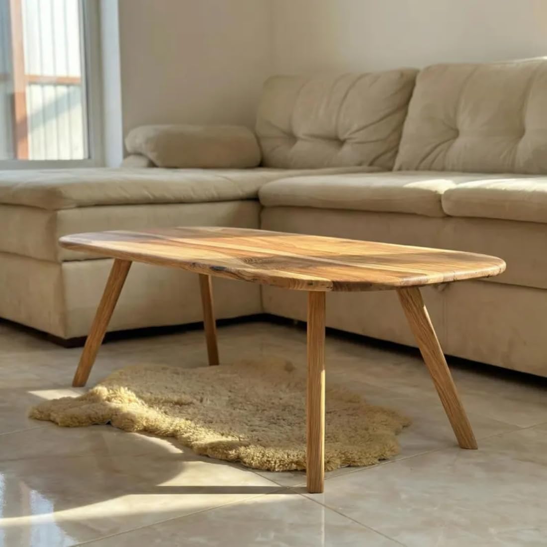 Wooden Expert Handmade Solid sheesham Wood Wood Coffee Table for Living Room Wooden – Modern Natural Finish, Minimalist Mid-Century Design Coffee Table for Living Room Wooden 1