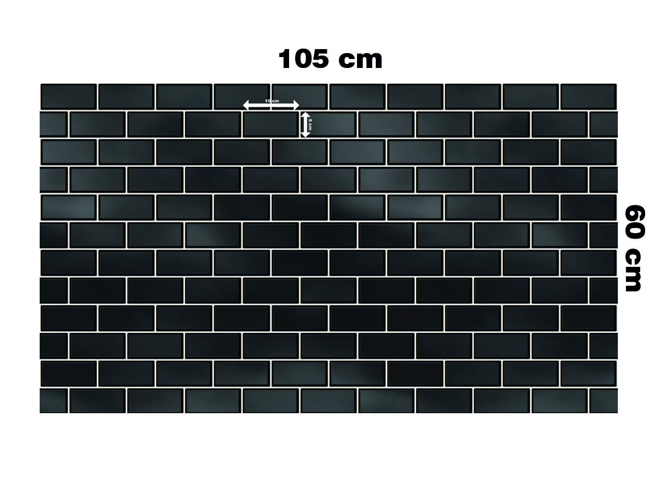 Oedim - Adesivi in vinile effetto piastrelle del Metro di Londra nero (Subway Titles) | Vinile laminato lucido | 4 panni da 105 x 60 cm | Protezione per parete cucina |