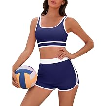 Two Piece High Waisted Bikini Sets for Women Sporty Slimming Bathing Suits Color Block Cheeky Shapewear Beach Set