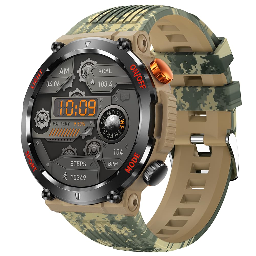 QTLLBT Outdoor Smart Watch 1 46 -inch HD LED Flashlight Compass answering dial -up Fitness Tracker Smart Watch
