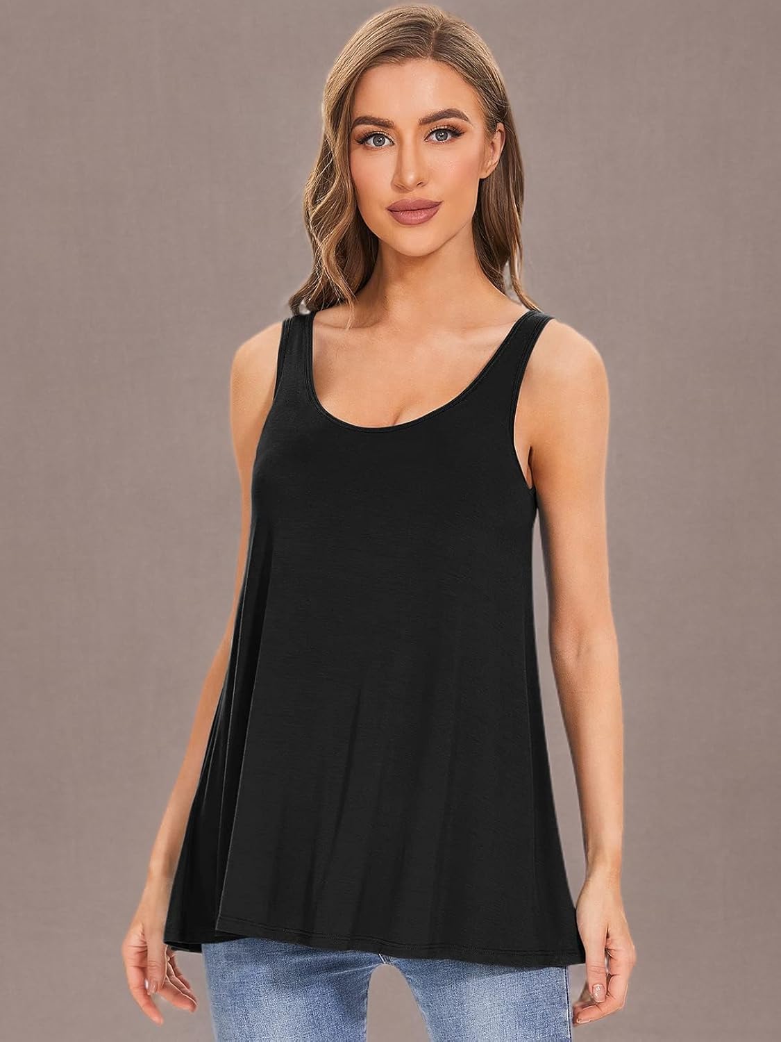 Air Curvey Tank Tops for Women Build in Bra Casual Flowy Tank Pleated Loose Fit S-XXXXL - Image 5