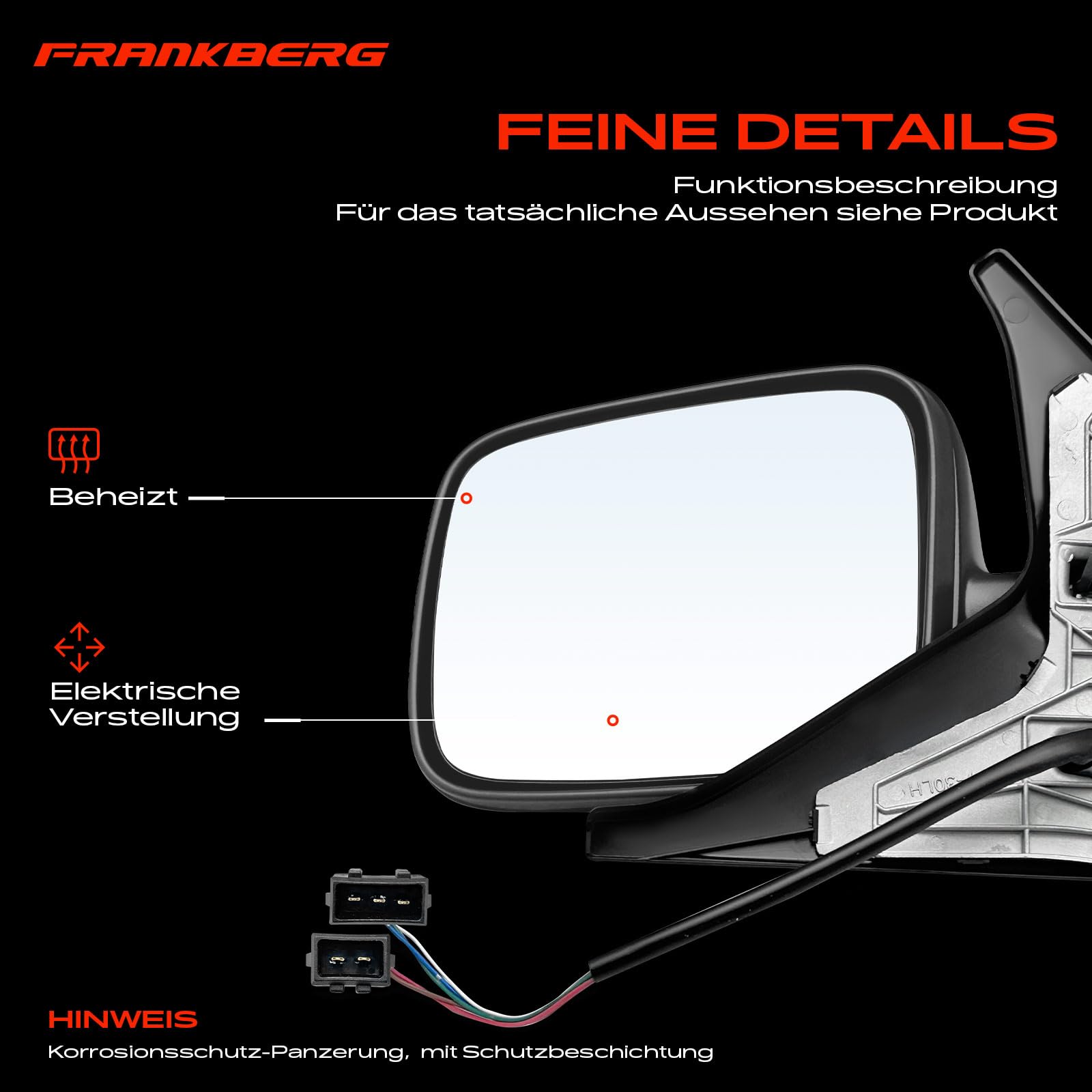 Frankberg 1x Specchietto esterno sinistro elettrico a 2 poli/3 poli
