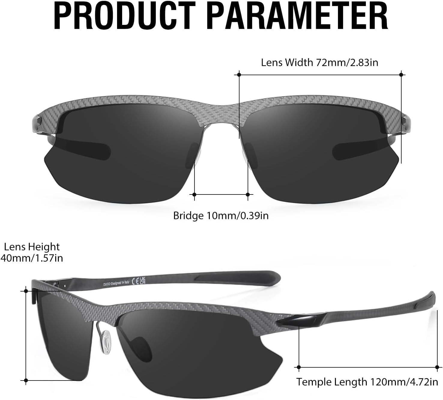 DUCO Mens Sports Polarized Sunglasses Ultralight Carbon Fiber Sun Glasses Driving Fishing Golf UV400 Protection Shades DC8335 - Image 2