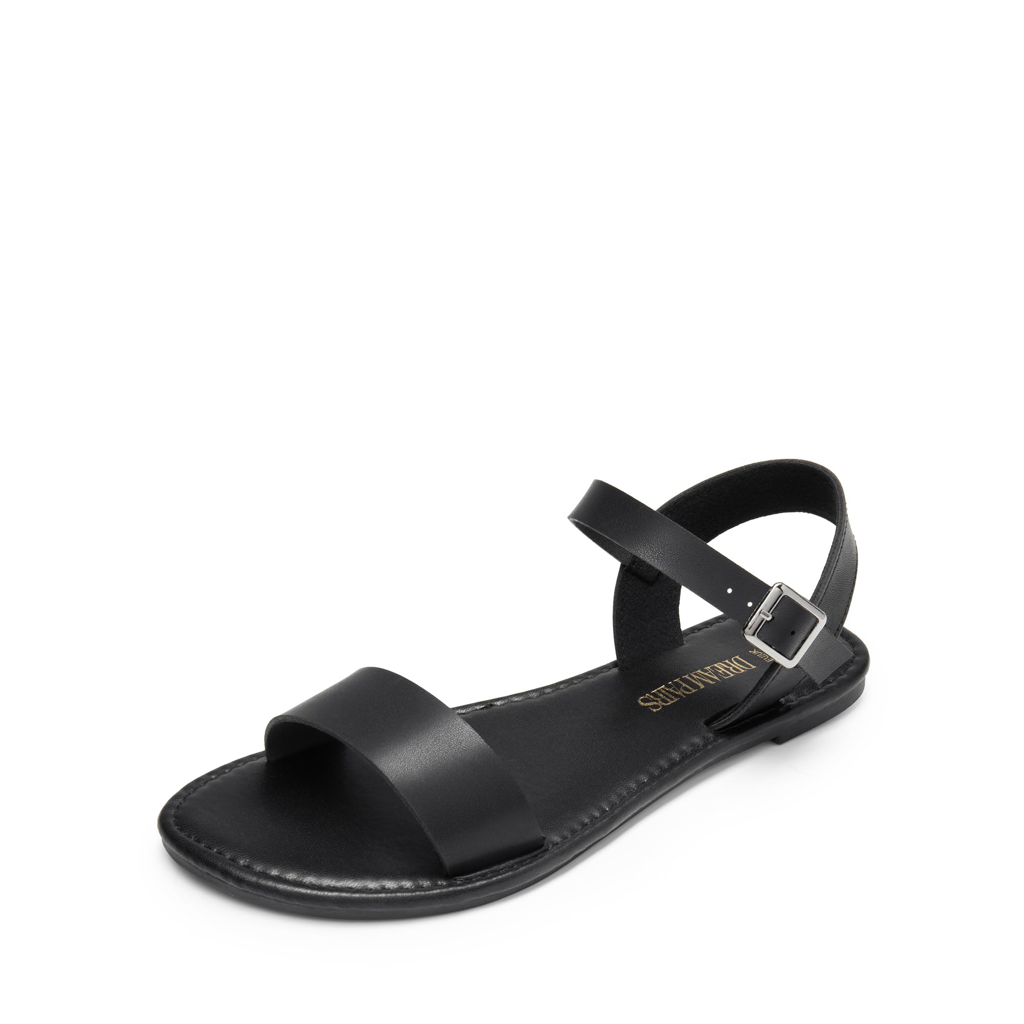 DREAM PAIRS Womens Ankle Strap Flat Sandals Open Toes One Band Buckle Summer Dressy Sandals