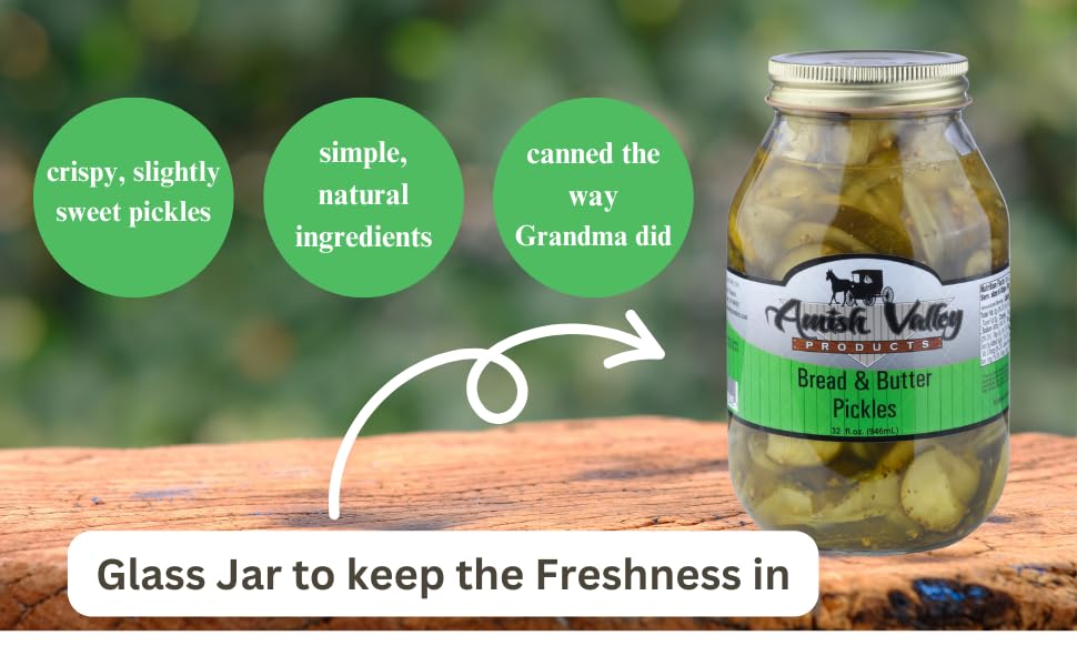 Miniatura 3 de Amish Valley Products Encurtidos de pan y mantequilla, cuartos de vidrio totalmente naturales (un frasco de un cuarto de galón - 32 onzas)