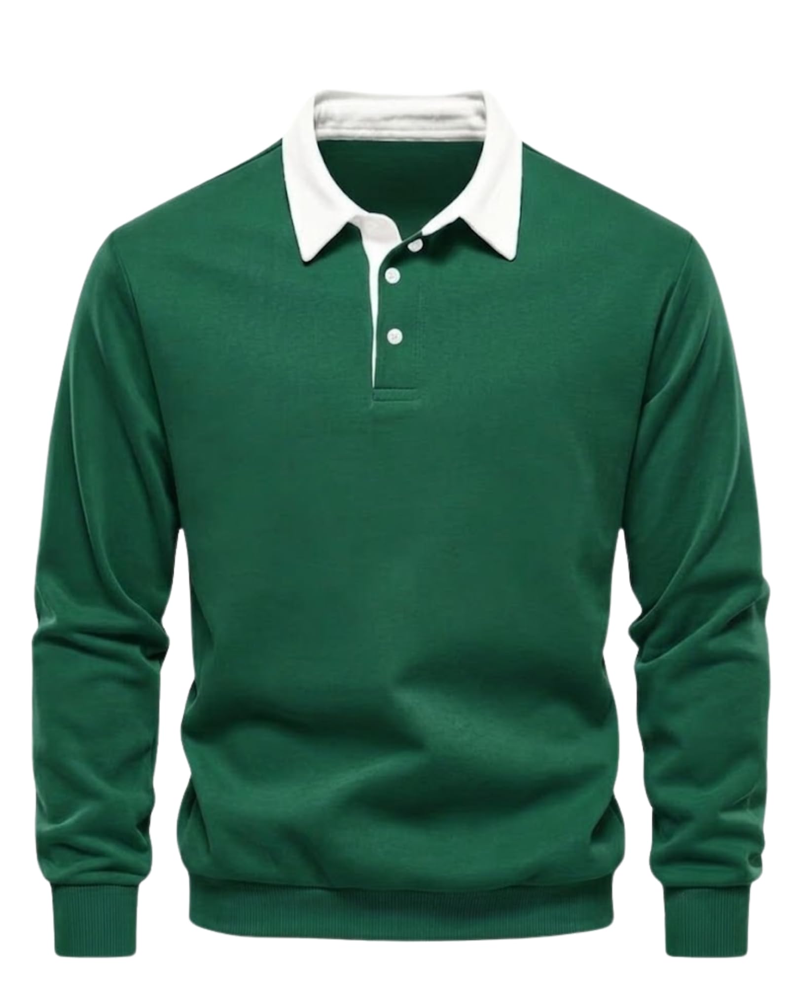 shaira fashion Men's Casual Collared SweatshirtI Contrast Polo Collar Long Sleeve Pullover Sweatshirt IPremium Ribbed Trim Smart Casual Wear-picture-24