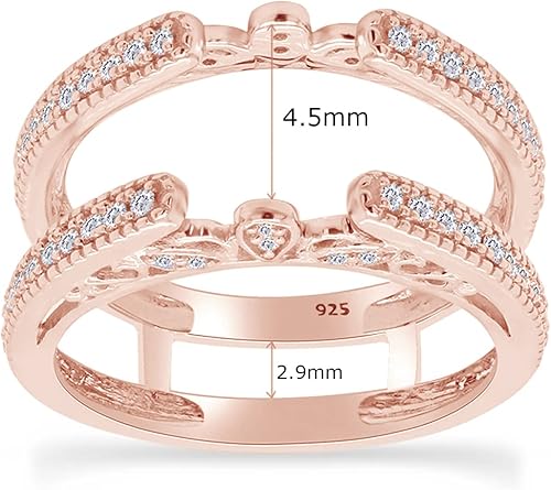 Miniatura 3 de SAVEARTH DIAMONDS Anillo de protección de catedral de grano de muissanita de corte redondo creado en laboratorio de 13 quilates en oro de 14