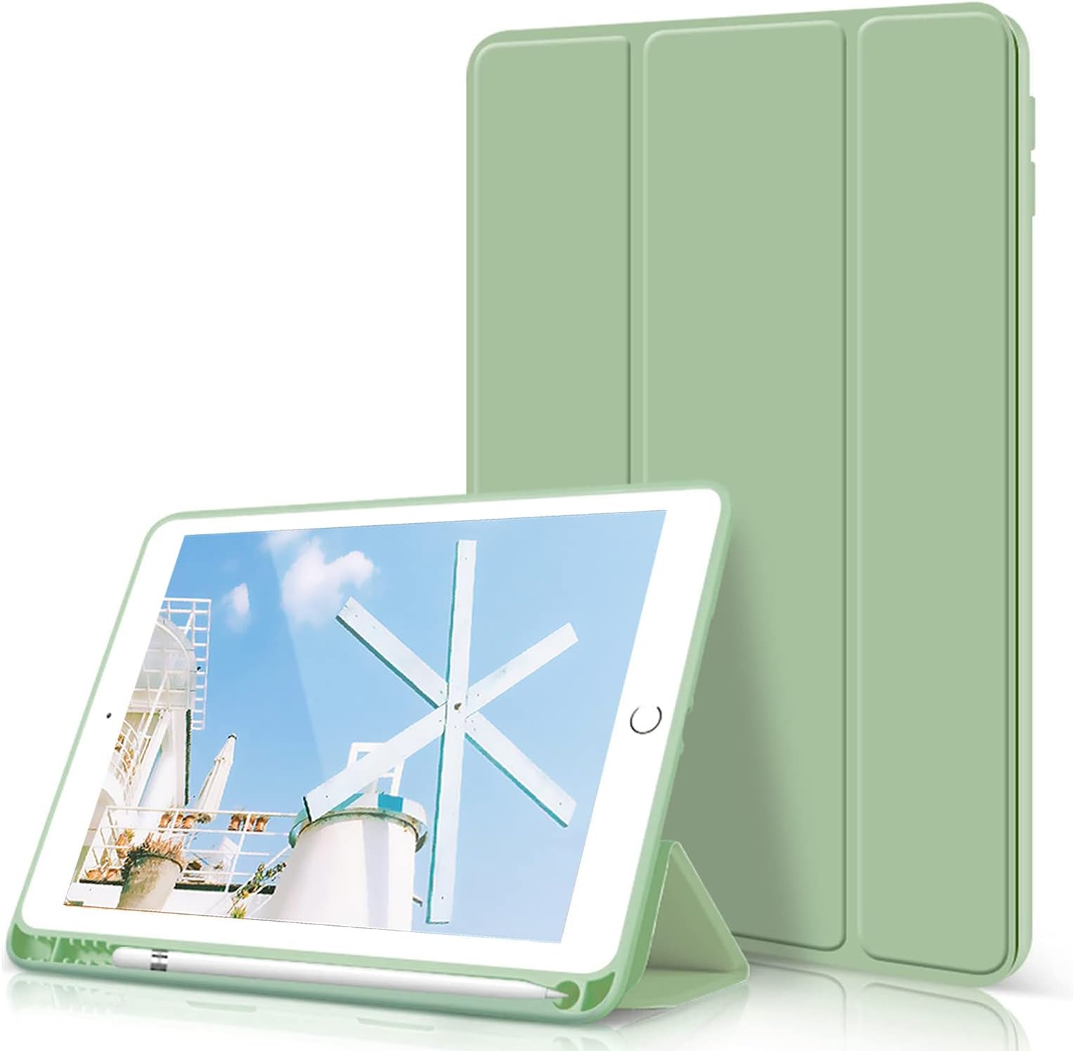 kenke Case for iPad Air 3 10.5" (3rd Gen) 2019,Light Weight Trifold Smart Case with Pencil Holder,Soft TPU Back Cover[Full Body Protective] with Auto Sleep/Wake for iPad 10.5 Inch Air 3,Green