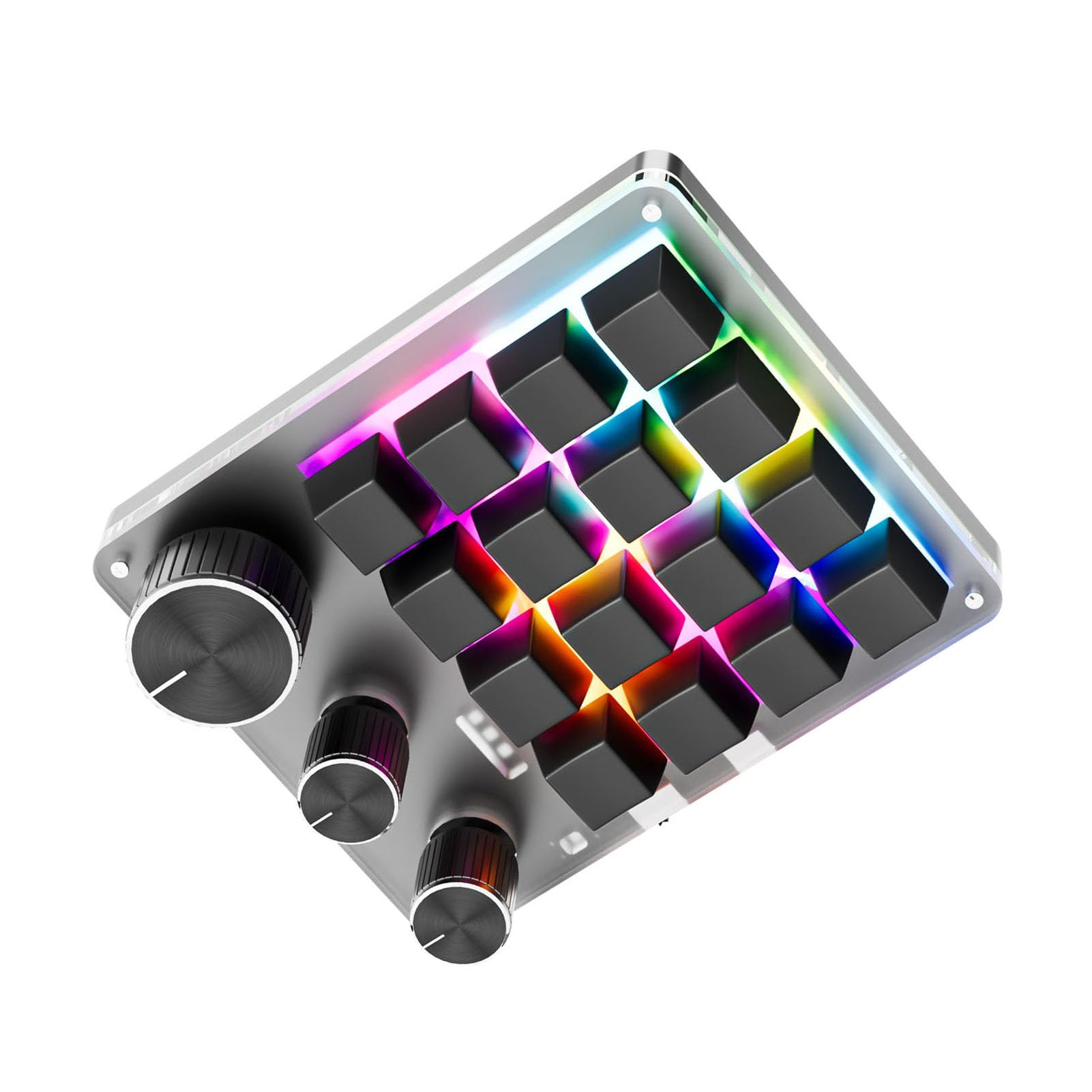 ASHATA Pavé Macro Programmable, 16 Touches + 3 Boutons, Clavier Macro Filaire USB en Mode BT, Mini Clavier de Jeu, Touches de Raccourci Polyvalentes, Contrôleur de (Black)
