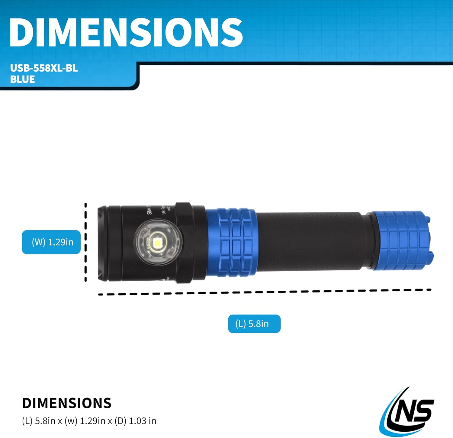 Nightstick USB-578XL-BL Metal Dual-Lightâ„¢ Rechargeable Flashlight - Blue