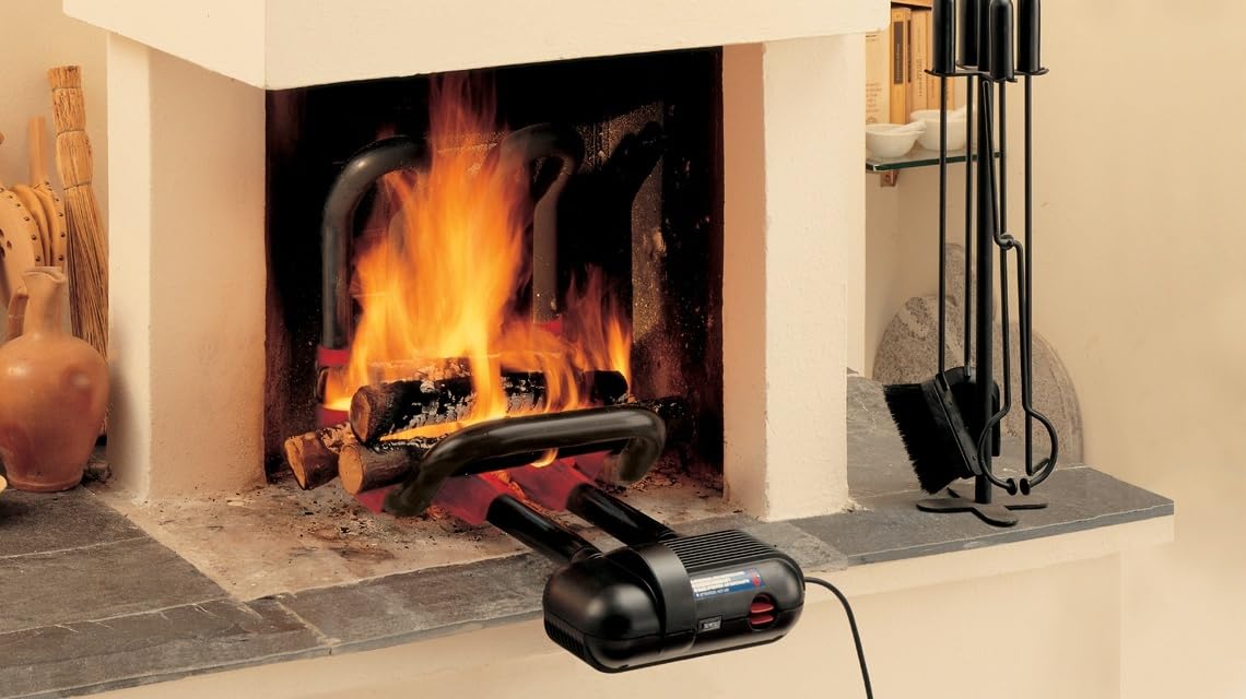 Vortice 70710 Termoventilatore da Caminetto Caldofà Vortice con Parascintille, Nero