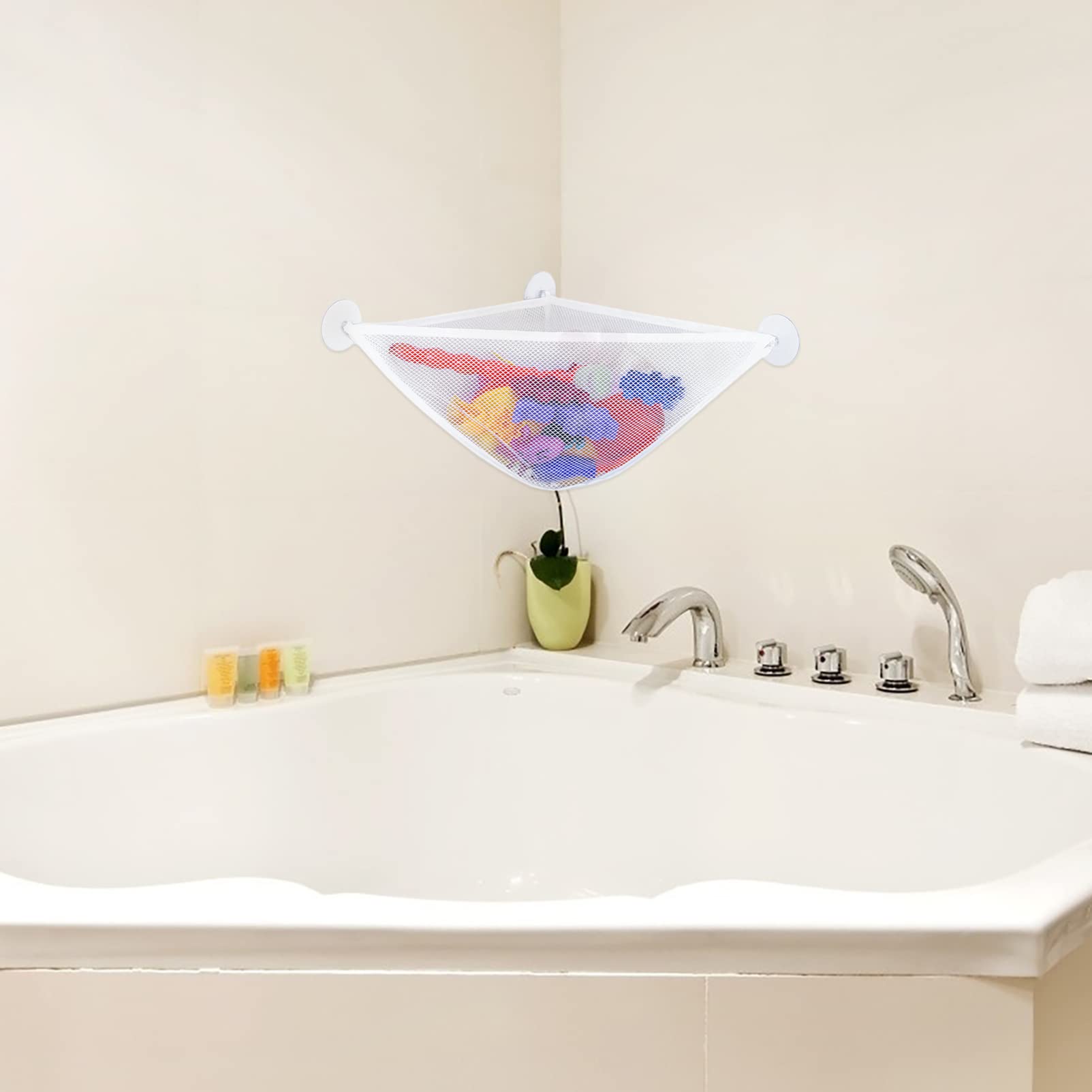 STOBAZA 5pezzi Organizer Giocattoli Bagno Con Ventose Borsa Rete Traspirante Per Giocattoli Da Bagno Contenitore Multiuso Per Doccia e Vasca Facile Accesso e Asciugatura Veloce Adatto Per