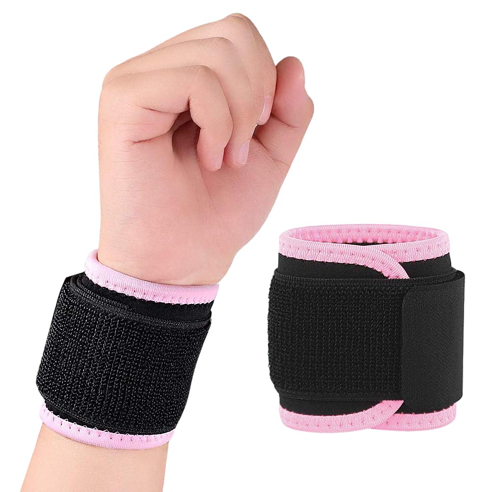 Sweet seven Adjustable Compression Wrist Brace - Sports Wrist Support for Men, Women, Youth, Elderly, Boys, Girls - One Size Adjustable (Pink)