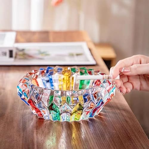 Crystal Colorful Ashtray, Cigar Cigarettes Ash Tray Holder Home Office Desktop Tabletop Decoration (5.5") - Image 5