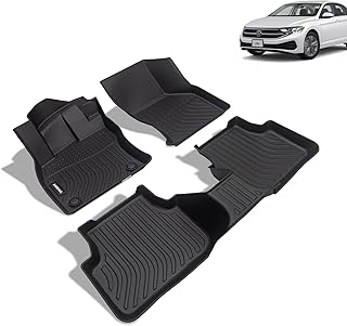 ANBINGO®-Floor Mats Custom for Volkswagen Jetta 2019 2020 2021 2022 2023 Waterproof Car Mats All Weather Guard Mats Heavy Duty TPE Automotive Floor Liners Accessories Front& Rear Row Full Set Black