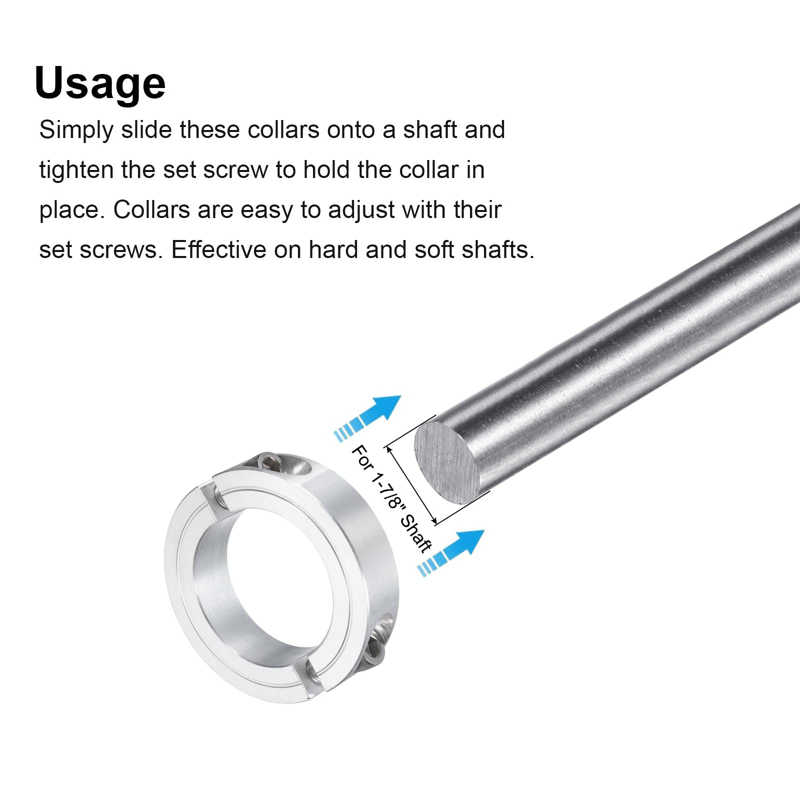 QUARKZMAN 4 Stück Doppelt Geteilte Klemmringe Für 1-7/8" Welle Zweiteilige Klemmringe 2-7/8" Außendurchmesser 11/16" Dicke Aluminiumlegierung Stellschrauben Geteilter Klemmring
