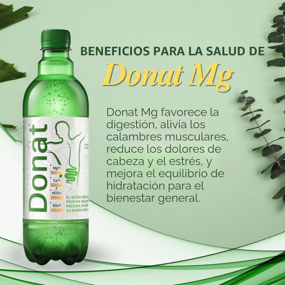 Donat mg Agua Mineral Natural Rica en Magnesio - 500 mg de Magnesio en 500mg – Agua con Gas 100% Natural - 12 x 0,5L