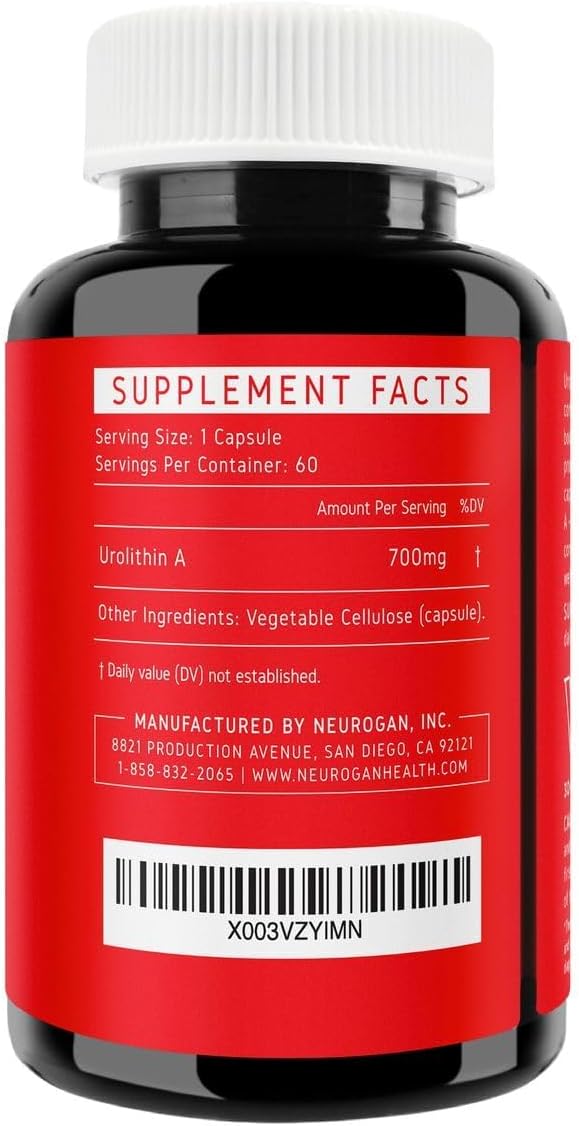 Neurogan Urolithin A Supplement Capsules - 700mg, 60 Ct - High-Potency Cellular Health, Postbiotic Compound- Sourced from Pomegranate Extract, Made in USA, Take 1 Daily - Image 2