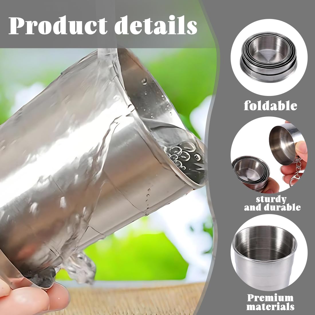Tazza Pieghievole 75ml, Compatta E Portatile Con Portachiavi, Ideale Per Campeggio, Escursionismo, Alpinismo, Picnic E Attività All'aperto.