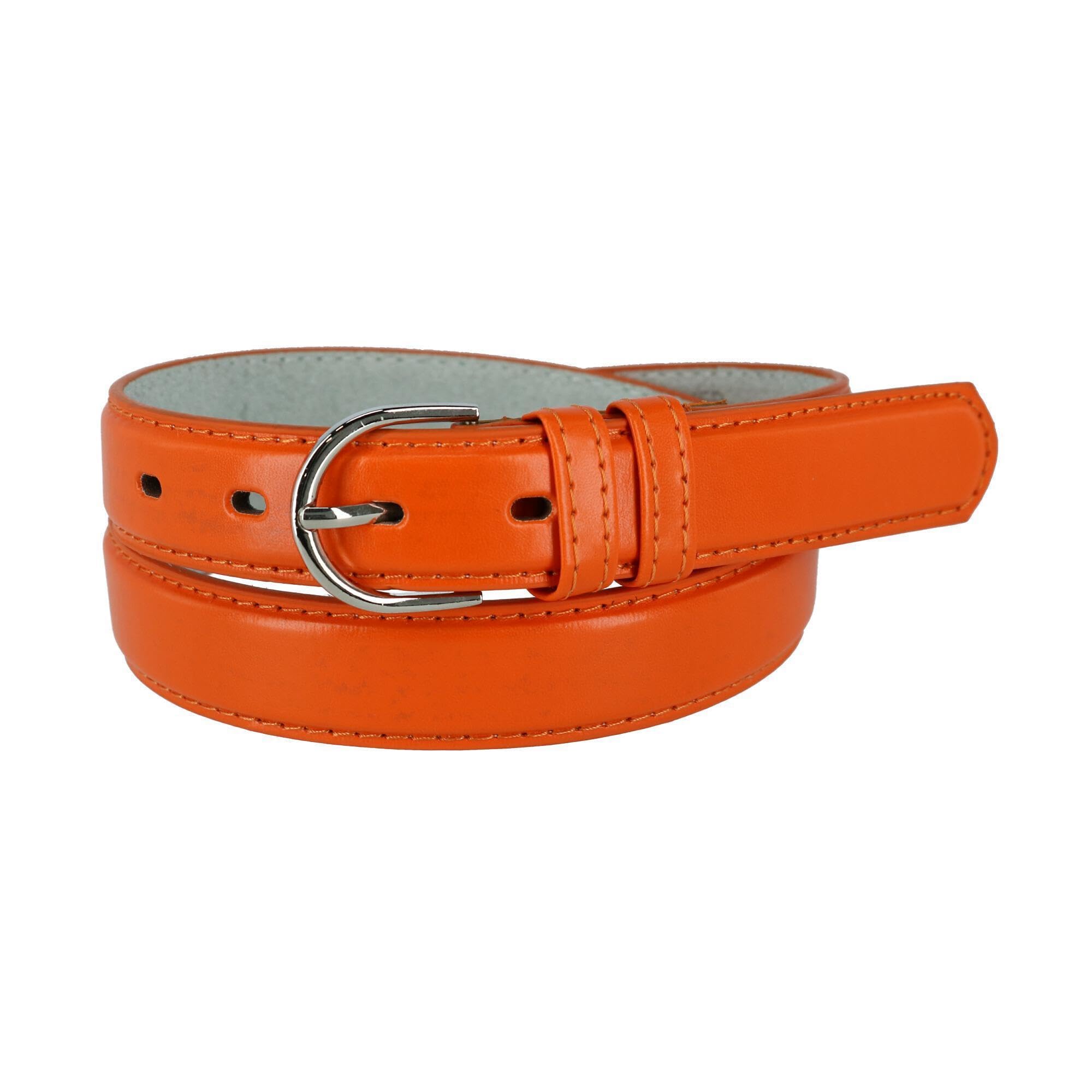 CTM Women's Leather 28.5 mm Dress Belt, XL, Orange