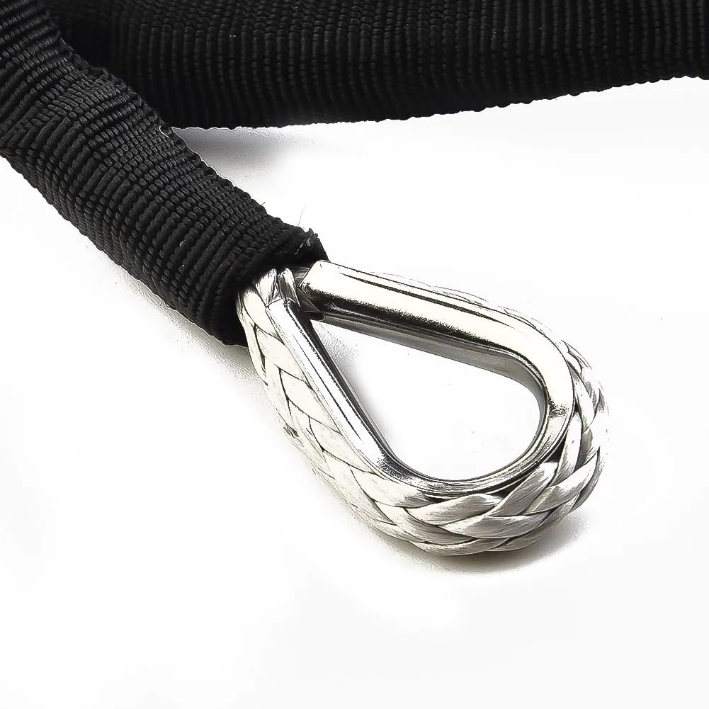 Tow Rope - Cable de cabrestante sintético de alta resistencia de 15 m para ATV, UTV, SUV, cable de remolque duradero con funda para la mayoría de vehículos