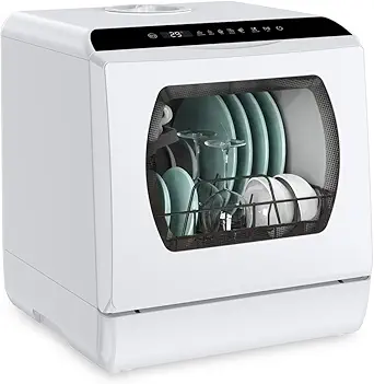 Portable Countertop Dishwasher, 5 Washing Programs Mini Dishwasher with 5L Built-in Water Tank & Inlet Hose, For apartments