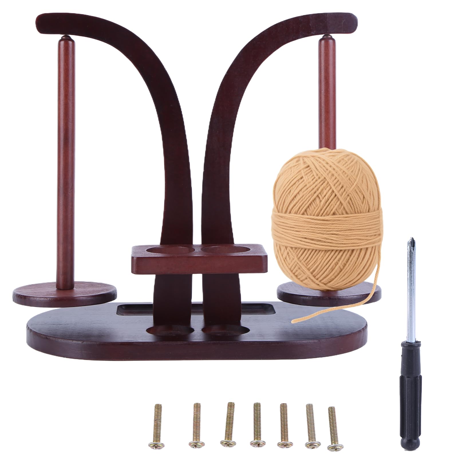 Double Yarn Holder Portable Wooden Yarn Spinner, Rotating Magnetic Wooden Wool Ball Holder, Yarn Roll Holder, Wool Unwinder for Crochet and Knitting Accessories, Grandma, Mother's Day Gift