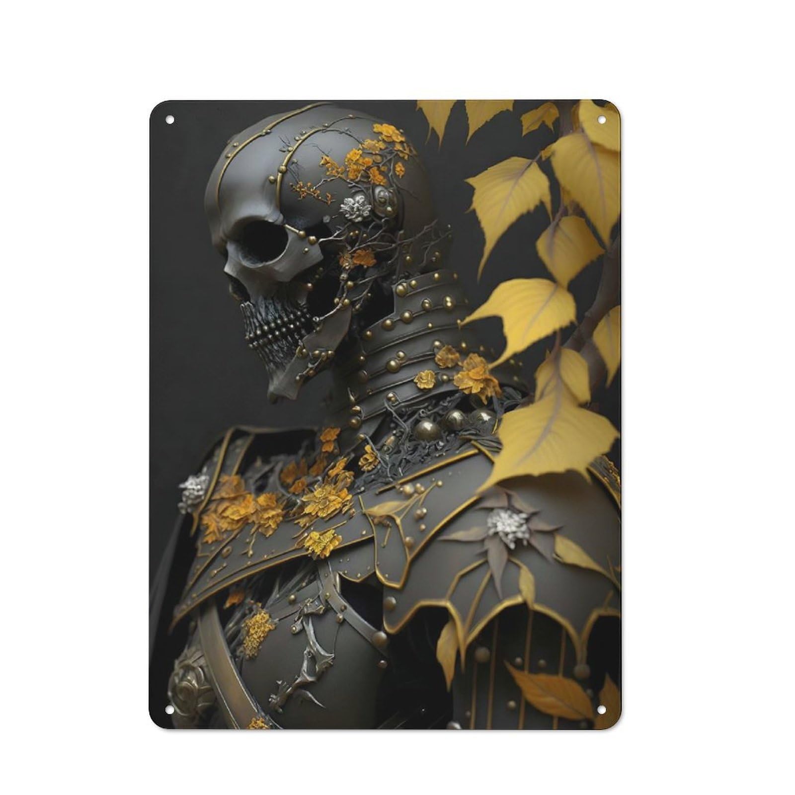 Junmoney Skull Armor Retro Tin Sign 40X30cm For Dining Room Or Kitchen, Suited To Kitchen Wall Decor Lovers