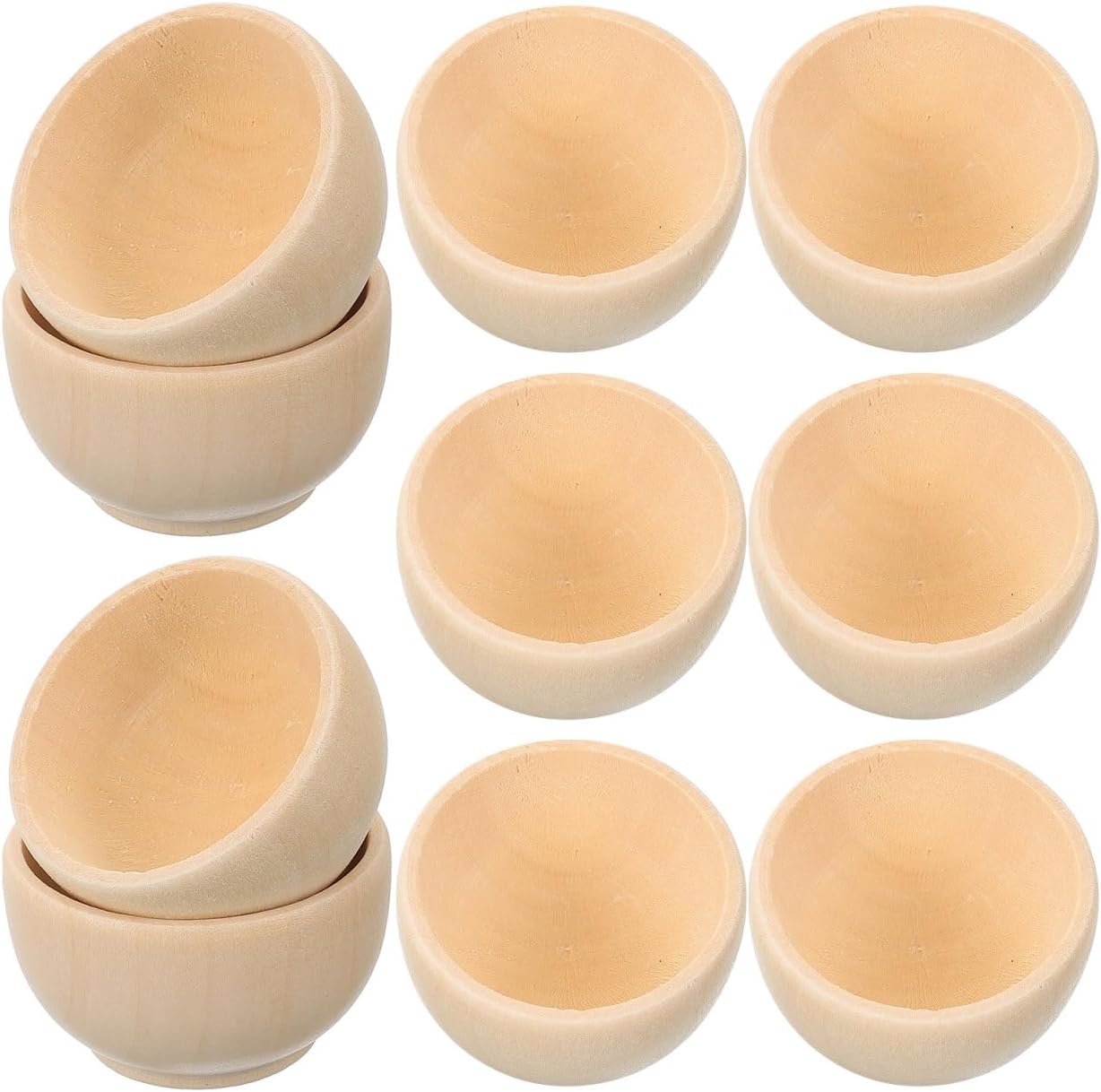 ORFOFE 10 pack Small Unfinished Wooden Bowls Natural Blank Bowls for Crafts Painting Diy Projects Miniature Smooth Surface Wood Bowls for Home Decoration and Gift Making