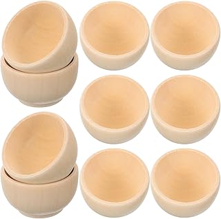 Small Wooden Bowls Unfinished Miniature Blank Bowls for Crafts Diy Kids Art Projects Home Decoration 10 Pieces