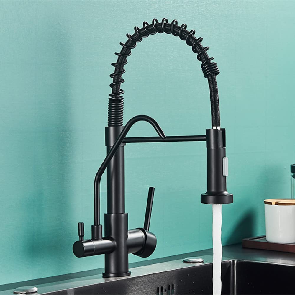 Mitigeur de cuisine filtré en laiton noir mat au design moderne