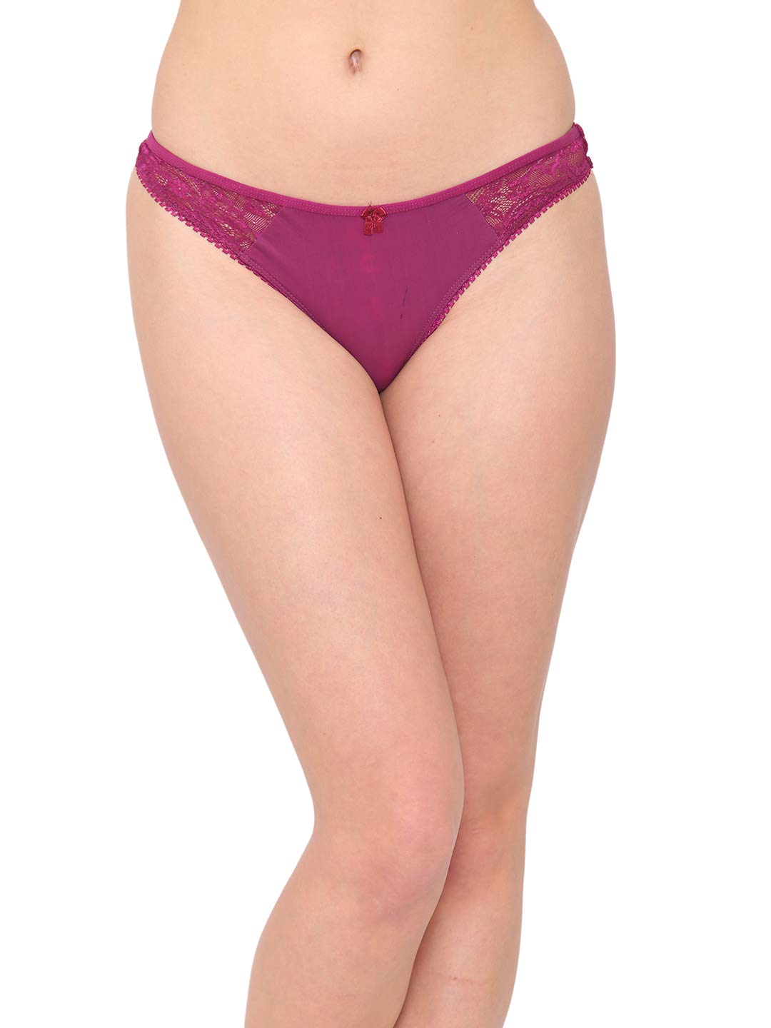 Women's Lace Trim Edge Low Waist Underwear Lingerie Thong Panty_White-image-17