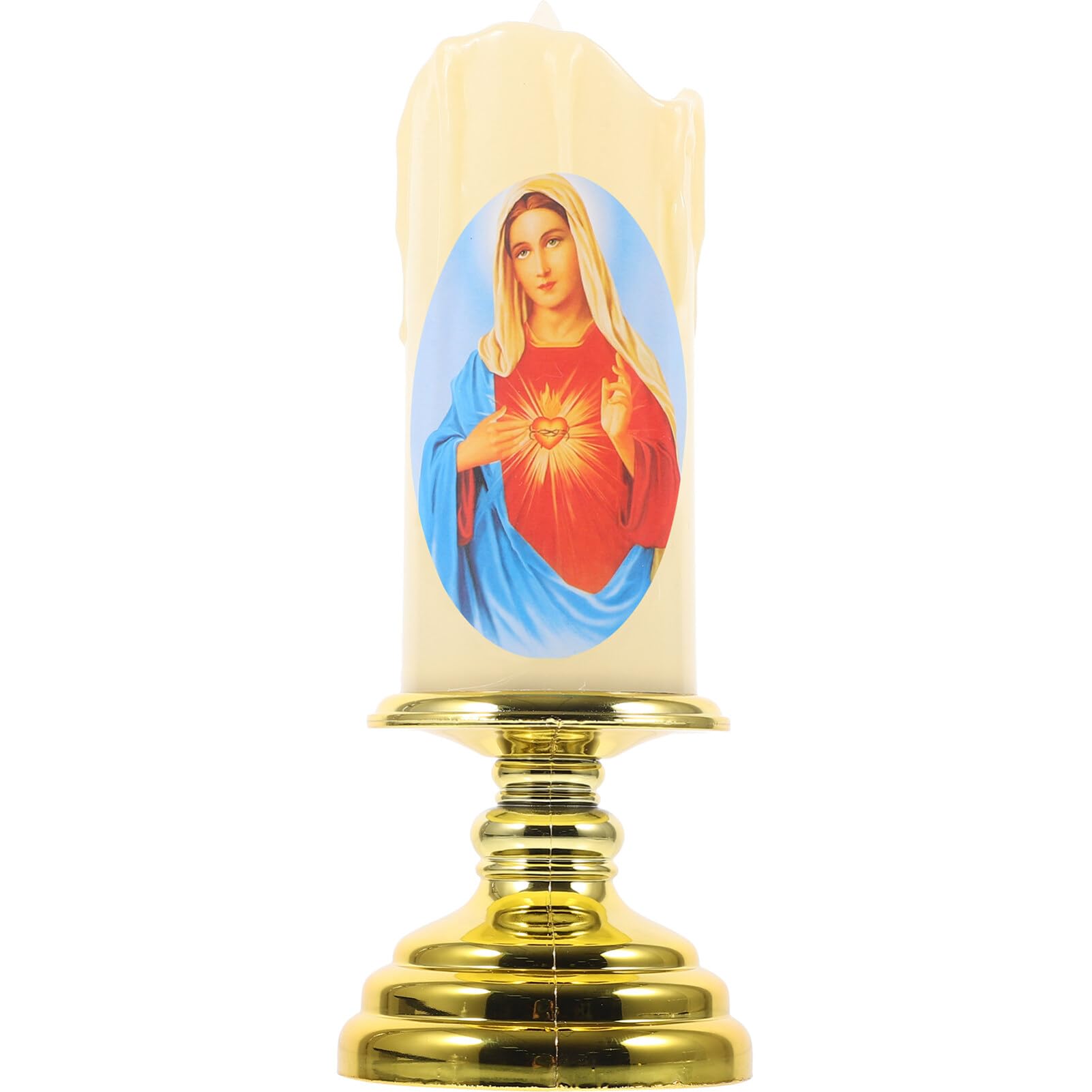 Veemoon Led Prayer Candle Our Lady Flameless Candle Catholic Devotional Light Religious for Hospital Battery Operated for Home Office Halloween Christmas Party Decoration